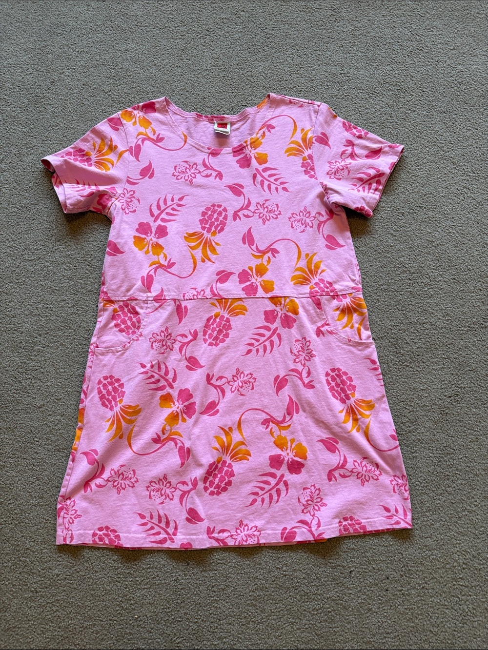 Pink Floral Short Sleeve Mini Dress